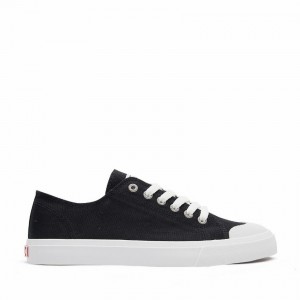 Zapatillas Bajas Rockfish Classic 746 Lona Mujer Negras Blancas | HUP4528OT