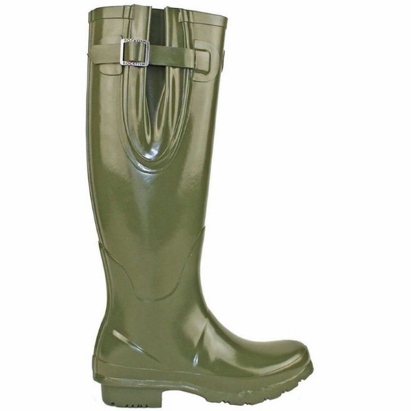 Botas Wellington Rockfish Everyday Altas Side Adjustable Mujer Verde Oscuro | WRB9430ZO