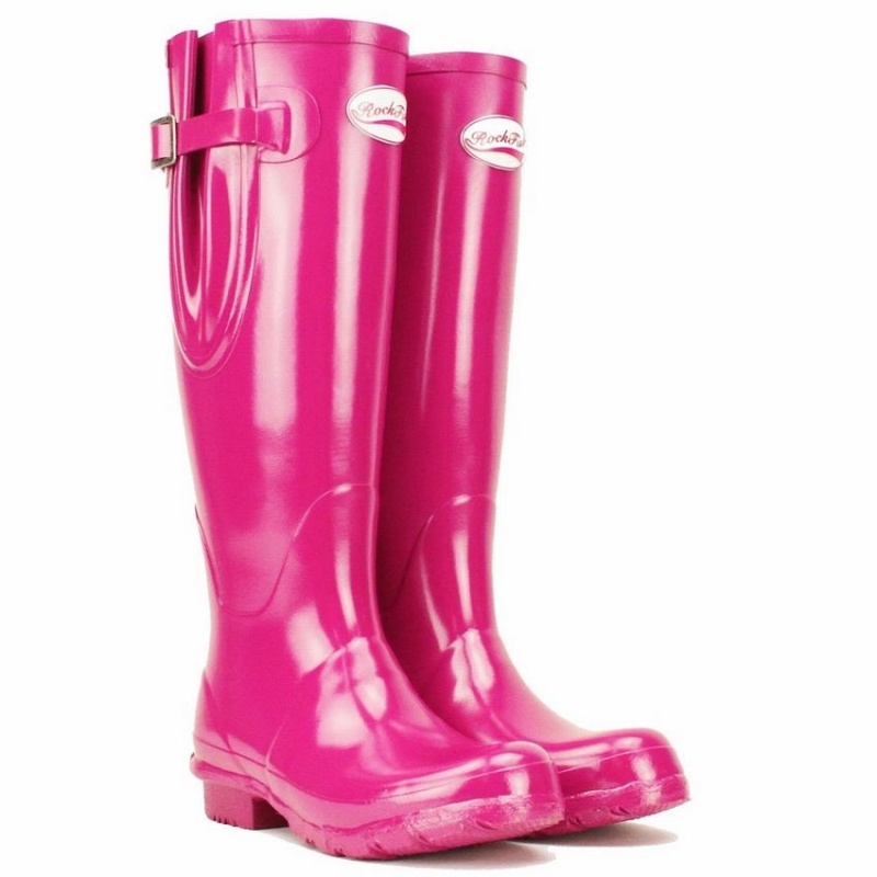 Botas Wellington Rockfish Everyday Altas Side Adjustable Mujer Rosas Rojas | WHI452YM