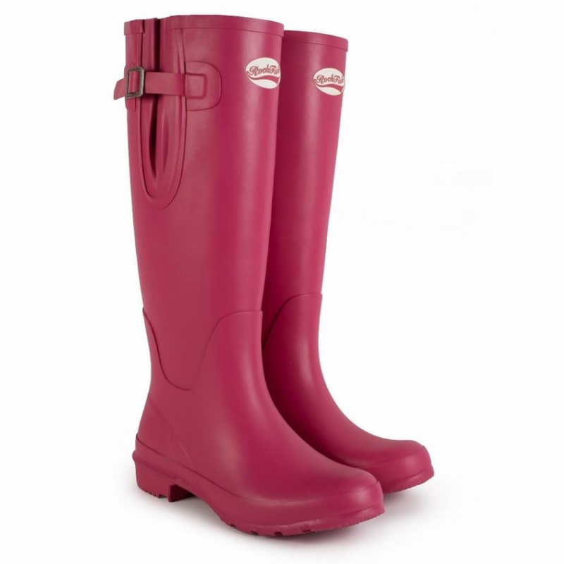 Botas Wellington Rockfish Everyday Altas Side Adjustable Mujer Rosas Rojas | SMA6733YG