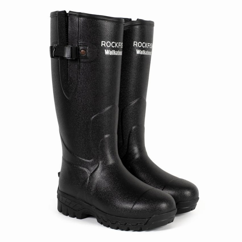 Botas Wellington Rockfish Walkabout Altas Side Adjustable 5mm Neoprene Insulated Hombre Negras | VLV22100NB