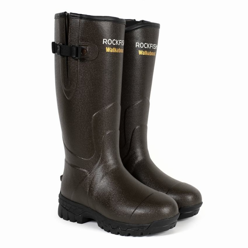 Botas Wellington Rockfish Walkabout Altas Side Adjustable 5mm Neoprene Insulated Hombre Marrones Oscuro | FHN162DV