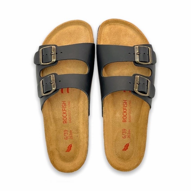 Sandalias Rockfish Kendall Two-Correa Double Correa Mujer Negras | WII148LS