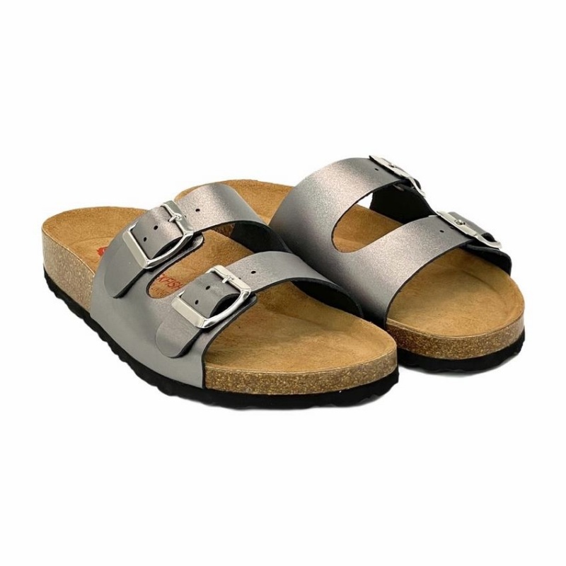 Sandalias Rockfish Kendall Two-Correa Double Correa Mujer Gris Plateadas | INA7596EO