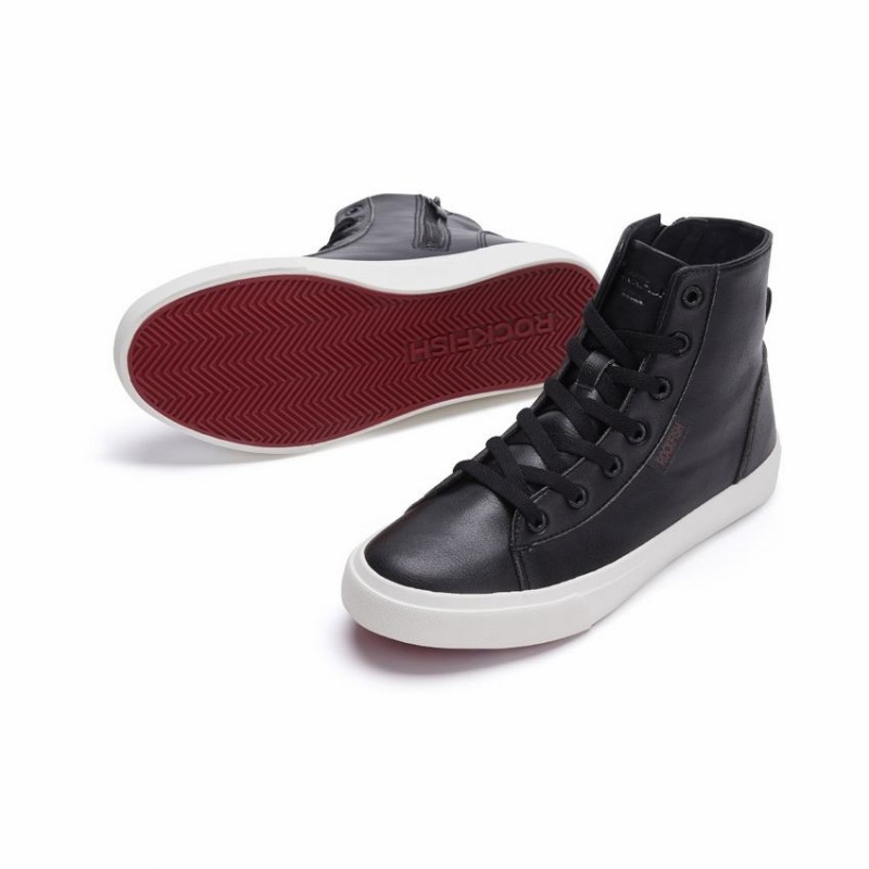 Zapatillas Altas Rockfish Classic 775 Encaje Up With Full Zip Microfibre Faux Cuero Mujer Negras | ODB5374WE