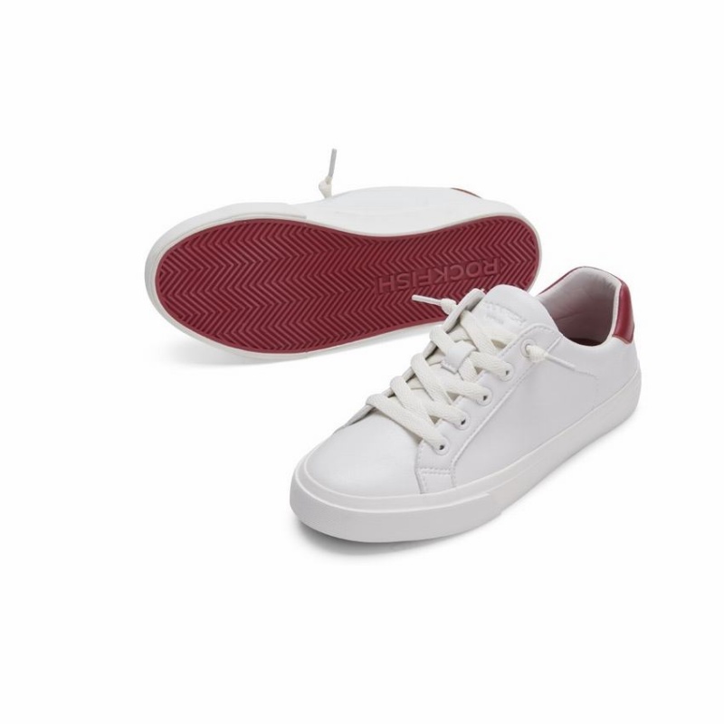 Zapatillas Bajas Rockfish 775 Microfibre Trainers Mujer Blancas Rojas | TDP7052KG